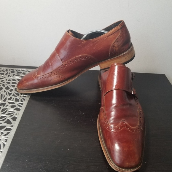 Stacy Adams Karson Wingtip Double Monk Strap Shoes Leather Cognac 12M. - Picture 15 of 15